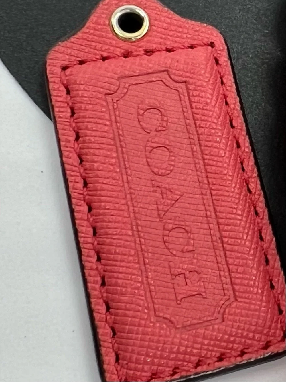 COACH Coral Pink Crossgrain Leather Replacement Hangtag Bag Charm